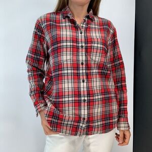 MADEWELL red plaid oversize fit long shirt sz xs womens